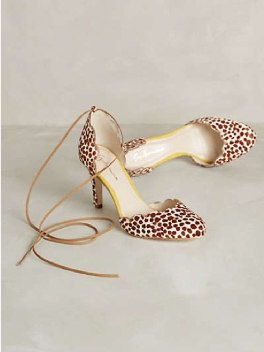 Anthropologie Guilhermina Zuid Spotted D’Orsay Scalloped Pony Hair Heels Sz 7